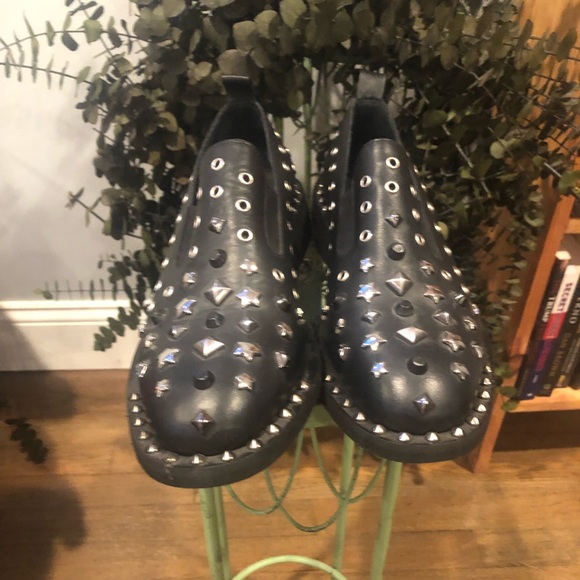 Just Juice Black Leather Studded Loafers Shoes Made in Italy. Size 38 - Picture 3 of 6